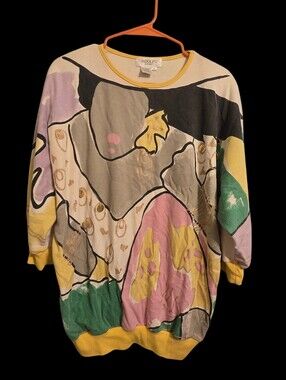 Vintage | Adolfo Multicolor Abstract Crewneck Top